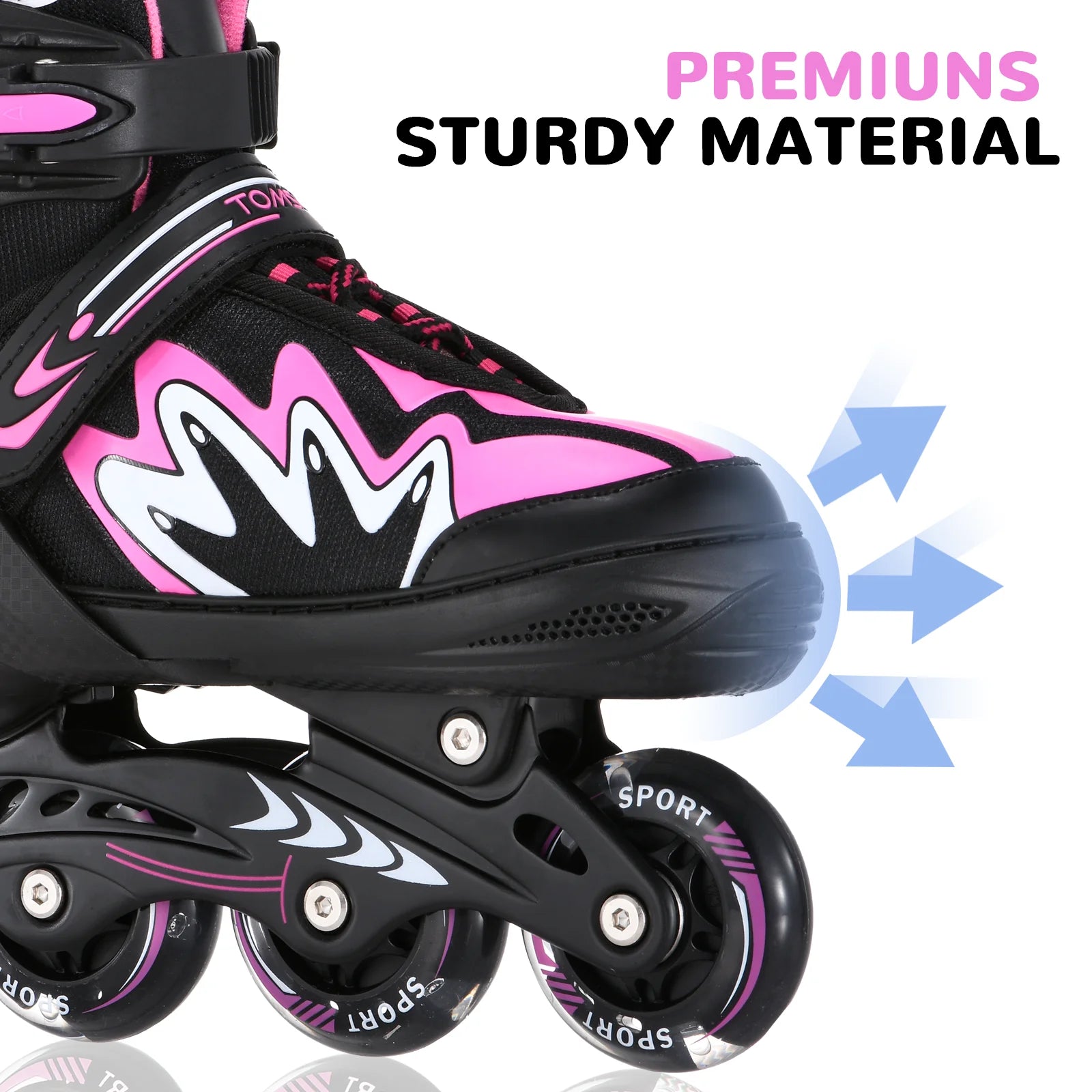 Kids adjustable roller blades with light-up wheels and secure triple closure system for boys and girls